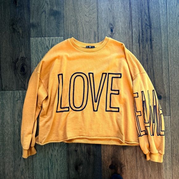 Zara Tops - Women’s Zara Mustard Navy Blue Sweatshirt Size Small